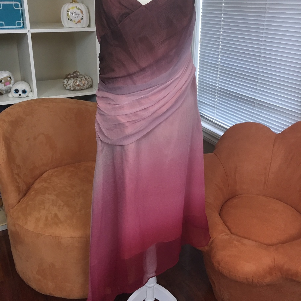 Ombre multiple shades of pink asymmetrical dress